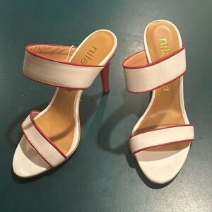Italian White and red heeled sandals